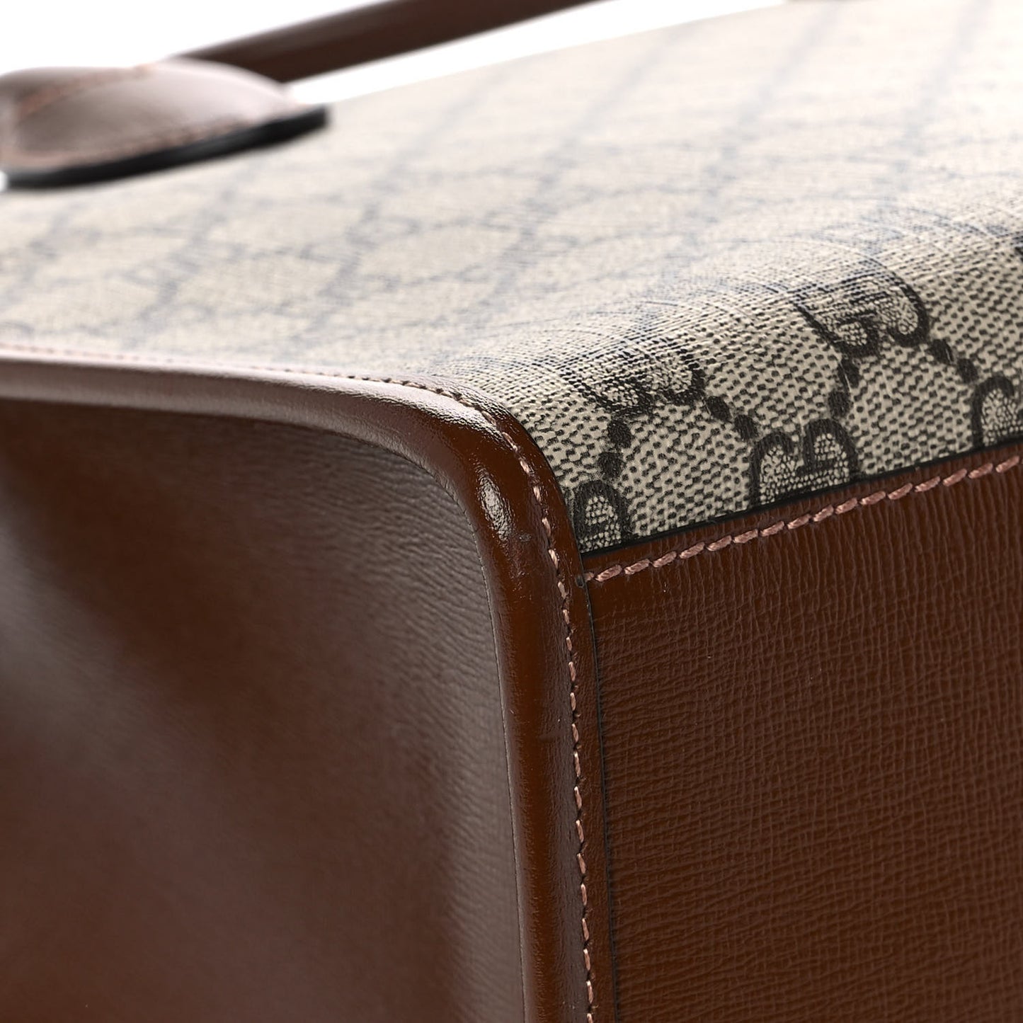 GG Supreme Monogram Azalea Calfskin Small Retro Interlocking G Tote Bag Beige Ebony Brown Sugar