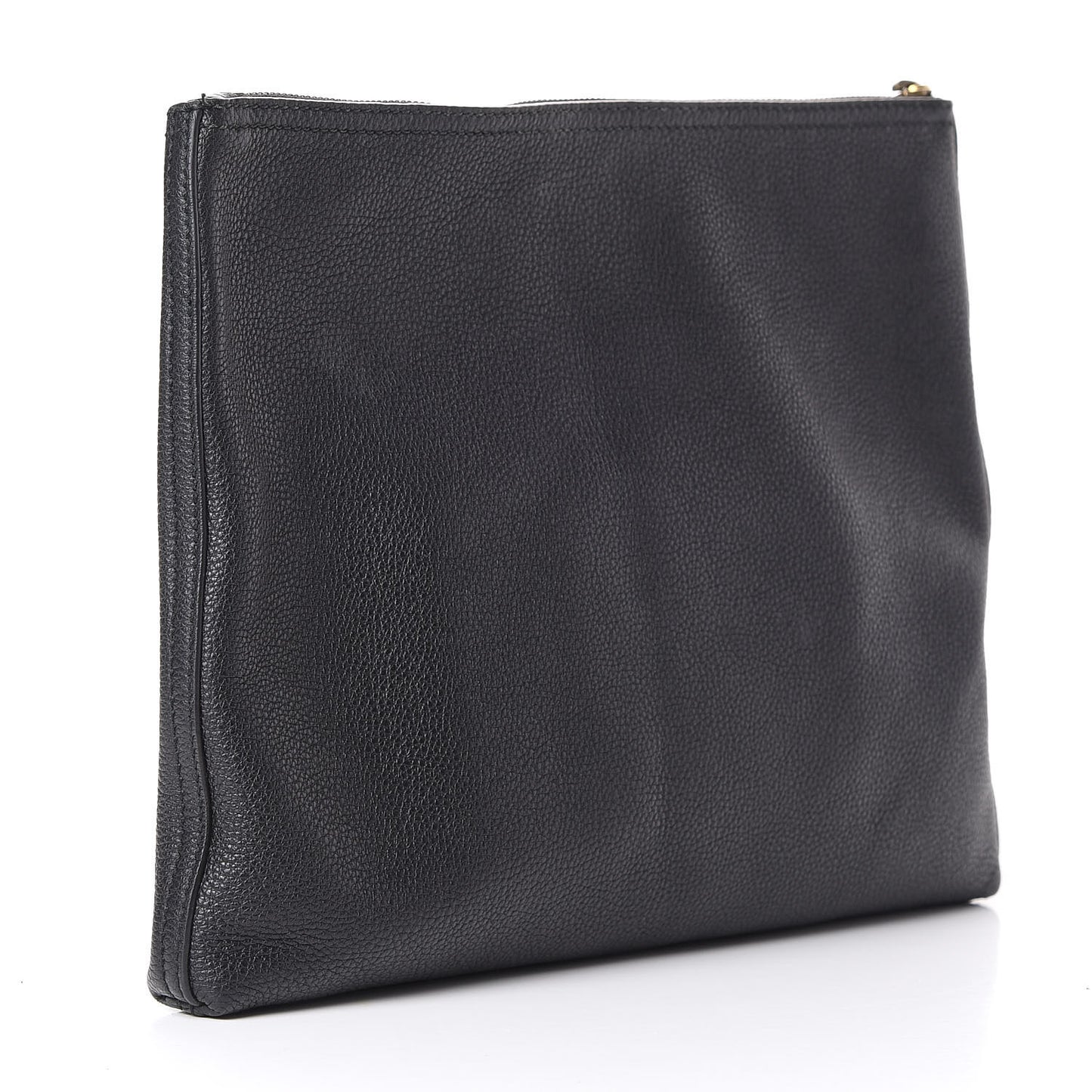 Pebbled Calfskin Medium Logo Portfolio Clutch Black