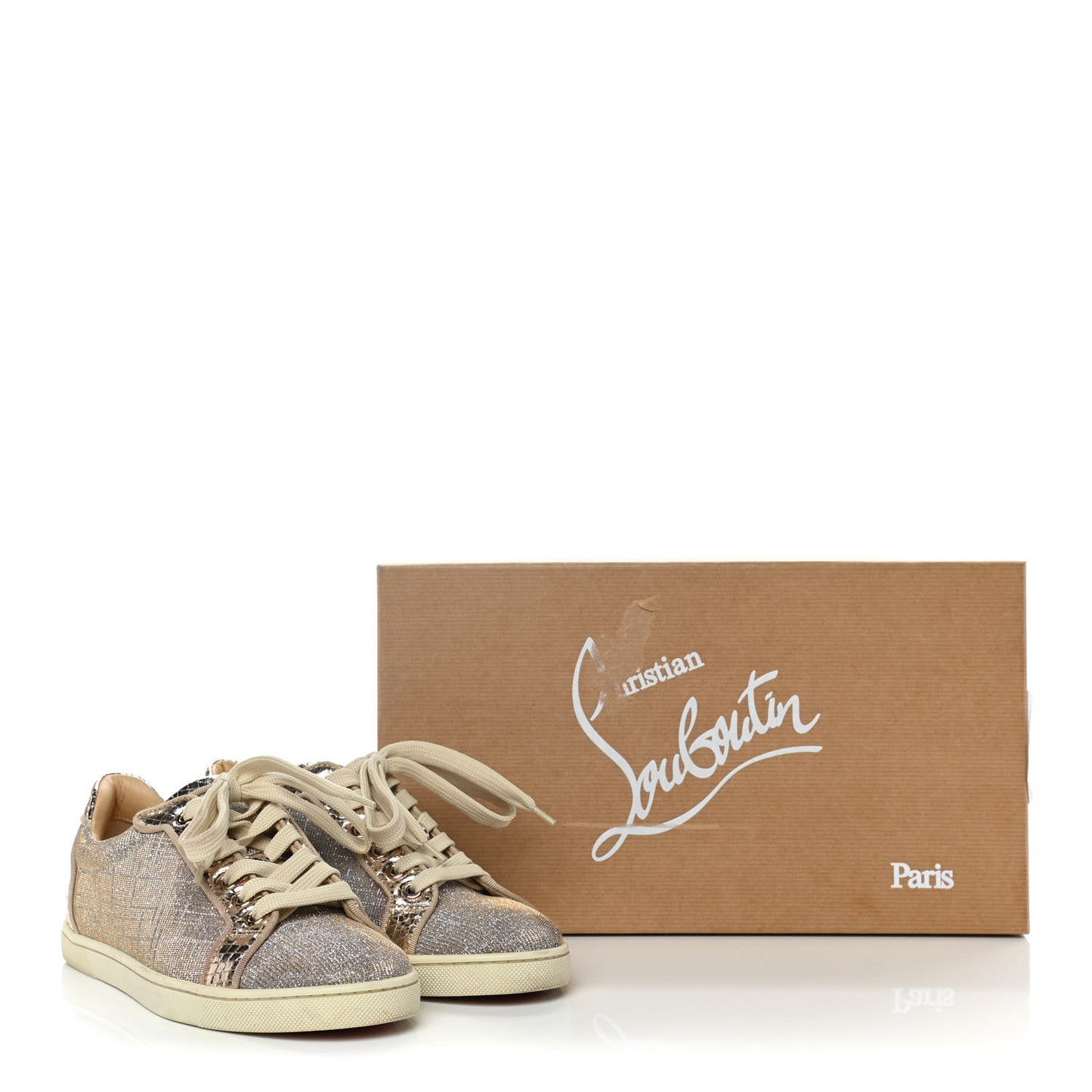 Seava Glitter Lame Flat Sneakers 37.5 Light Gold