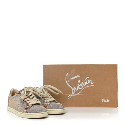 Christian Louboutin Seava Glitter Lame Flat Sneakers 37.5 Light Gold 10 of 10