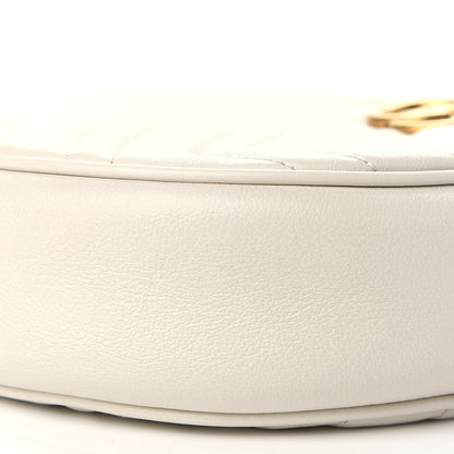 Gucci Calfskin Matelasse Mini GG Marmont Round Shoulder Bag White 9 of 9