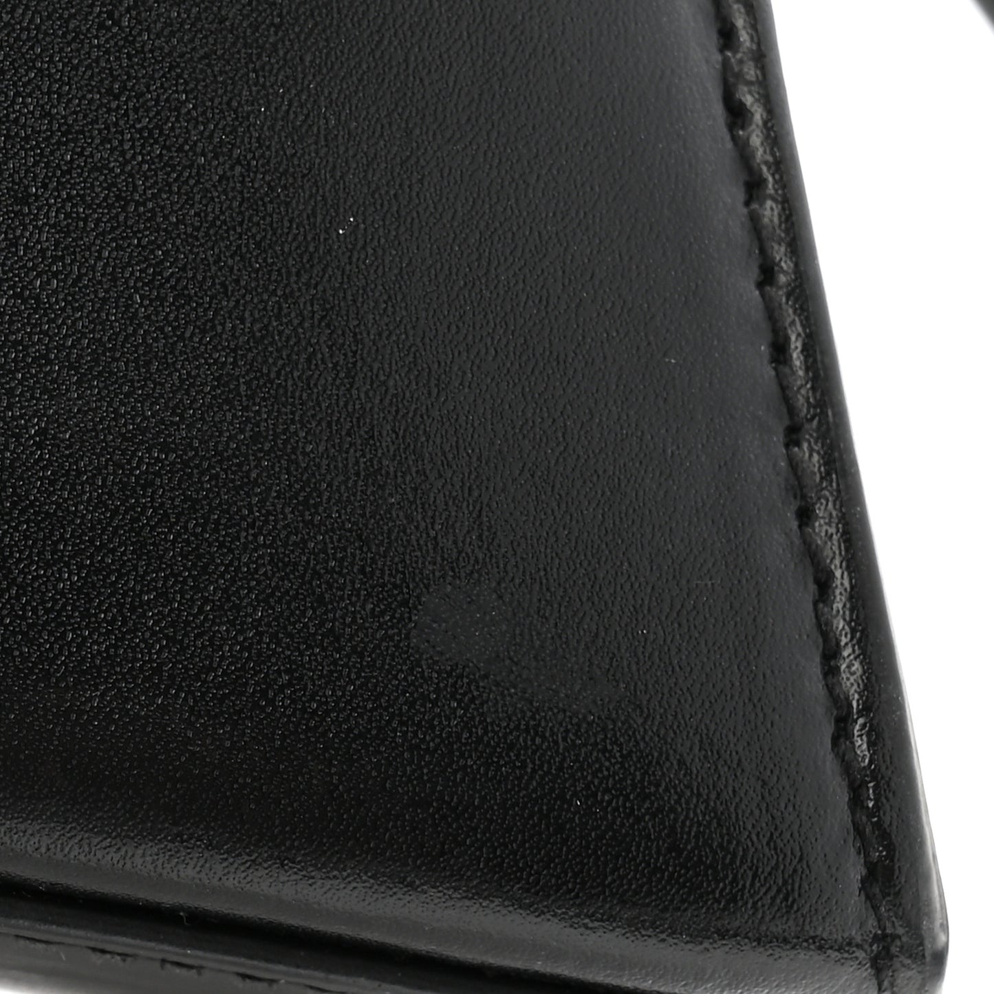 Shiny Box Calfskin Hourglass Top Handle Bag XS Black