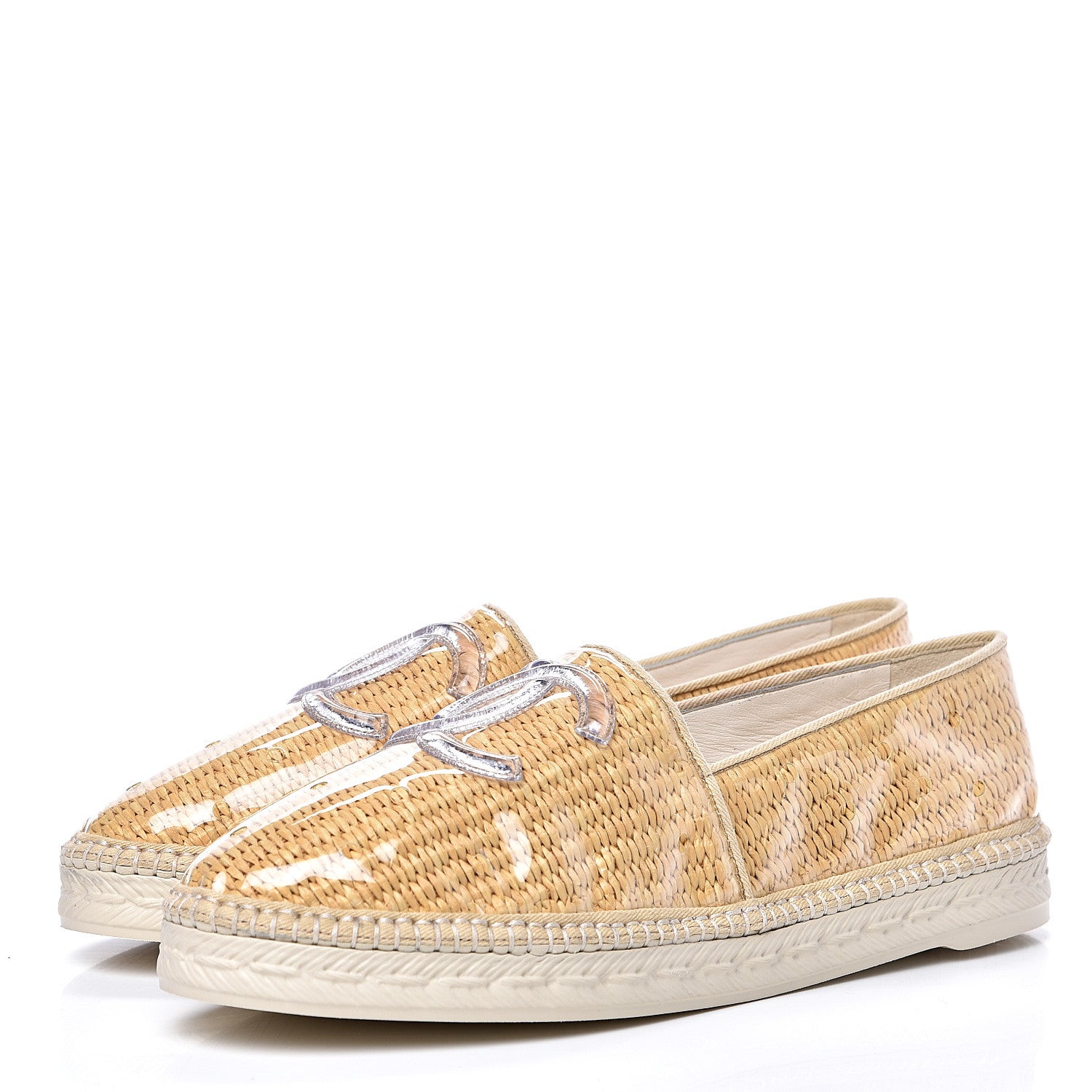 Chanel PVC Raffia CC Espadrilles 41 Beige 3 of 10