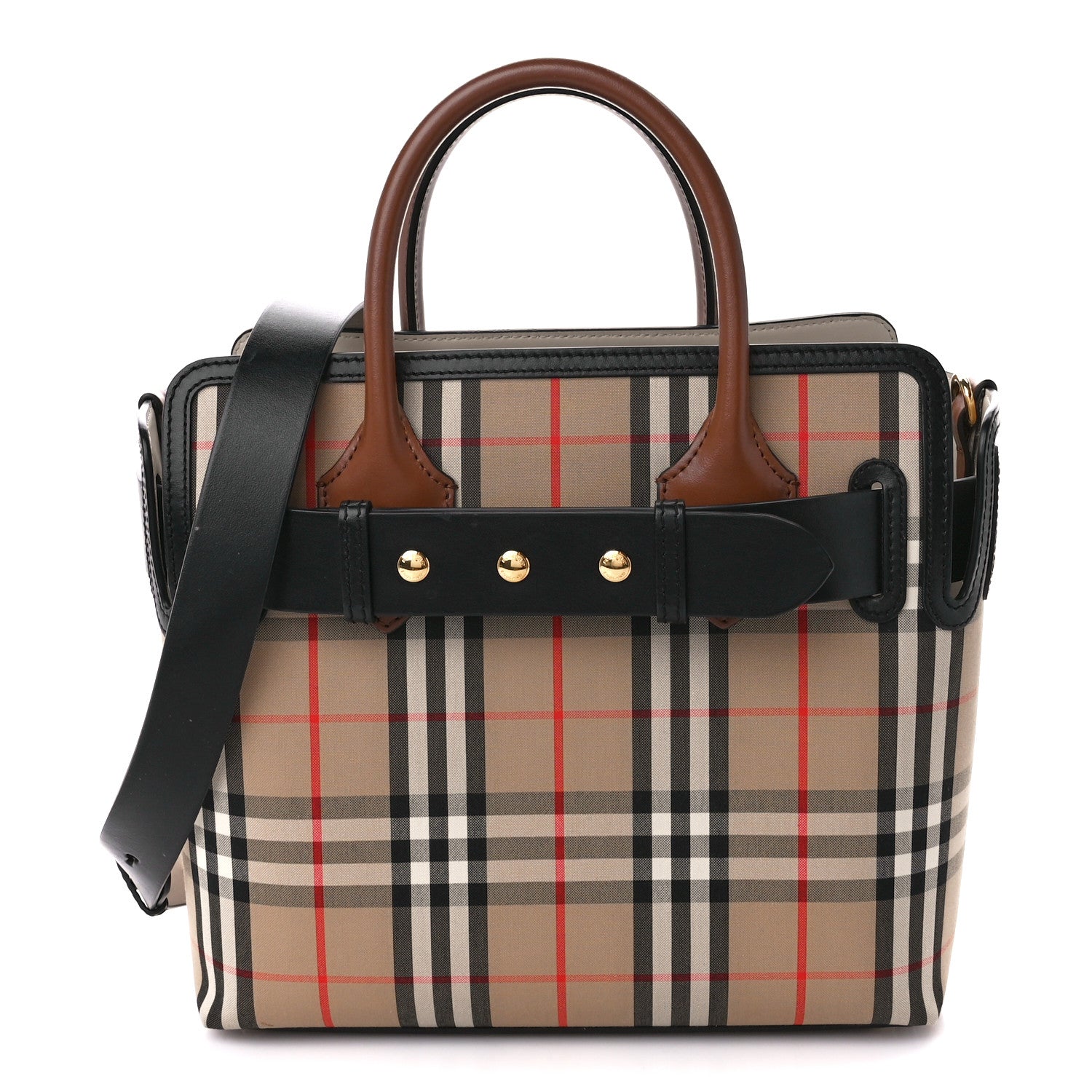 Burberry Calfskin Vintage Check Triple Stud Mini Belt Bag Archive Beige 1 of 12