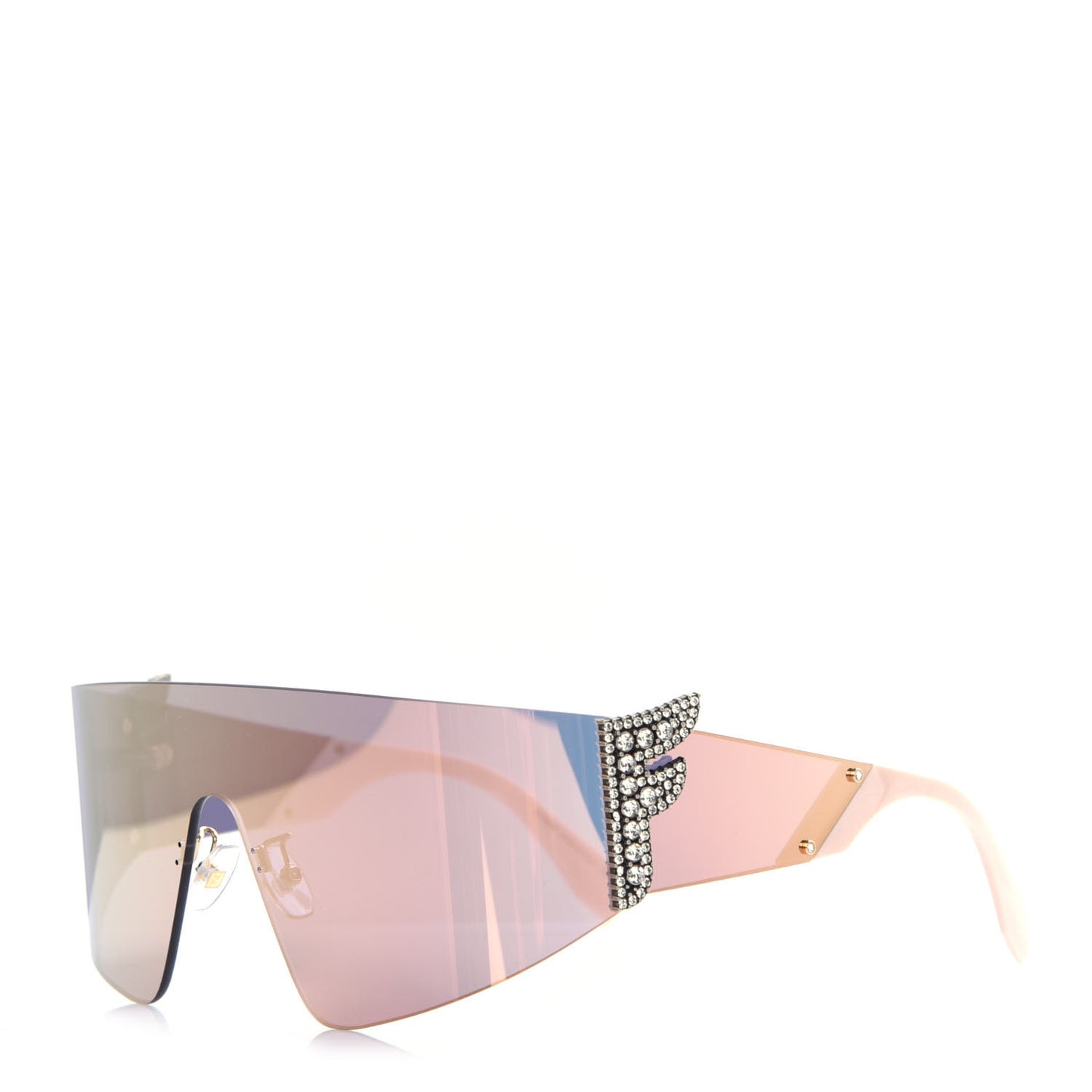 Mirrored Crystal Embellished FFreedom Shield Sunglasses FF 0382/S Pink