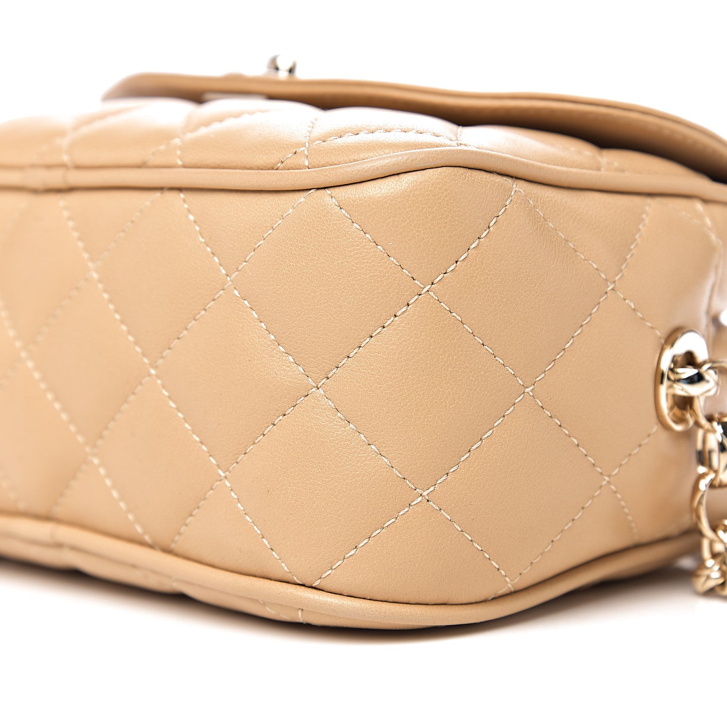 Lambskin Quilted Coco Vintage Camera Case Beige