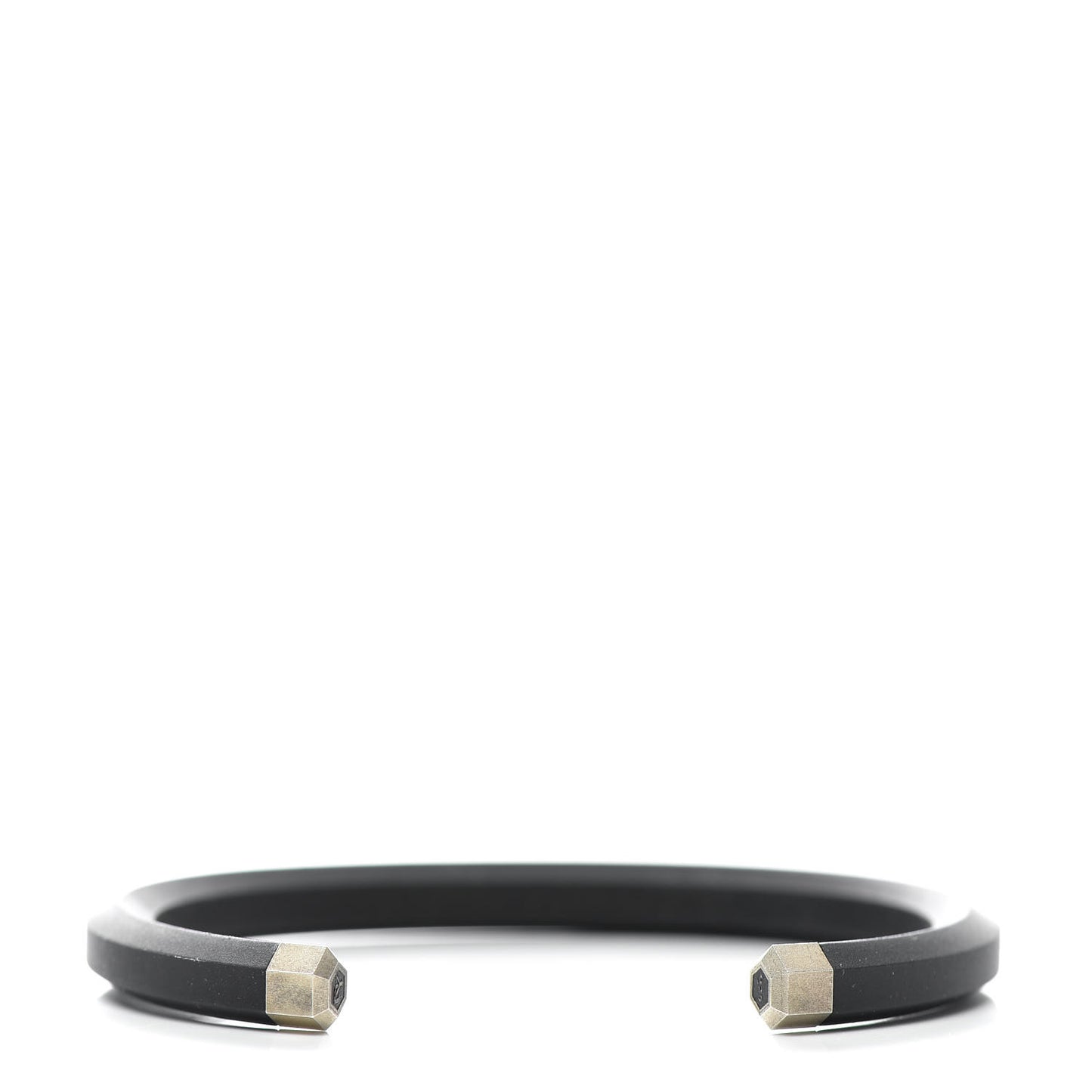 Sterling Silver Rubber 7mm Mens Hex Cuff Bracelet M Black