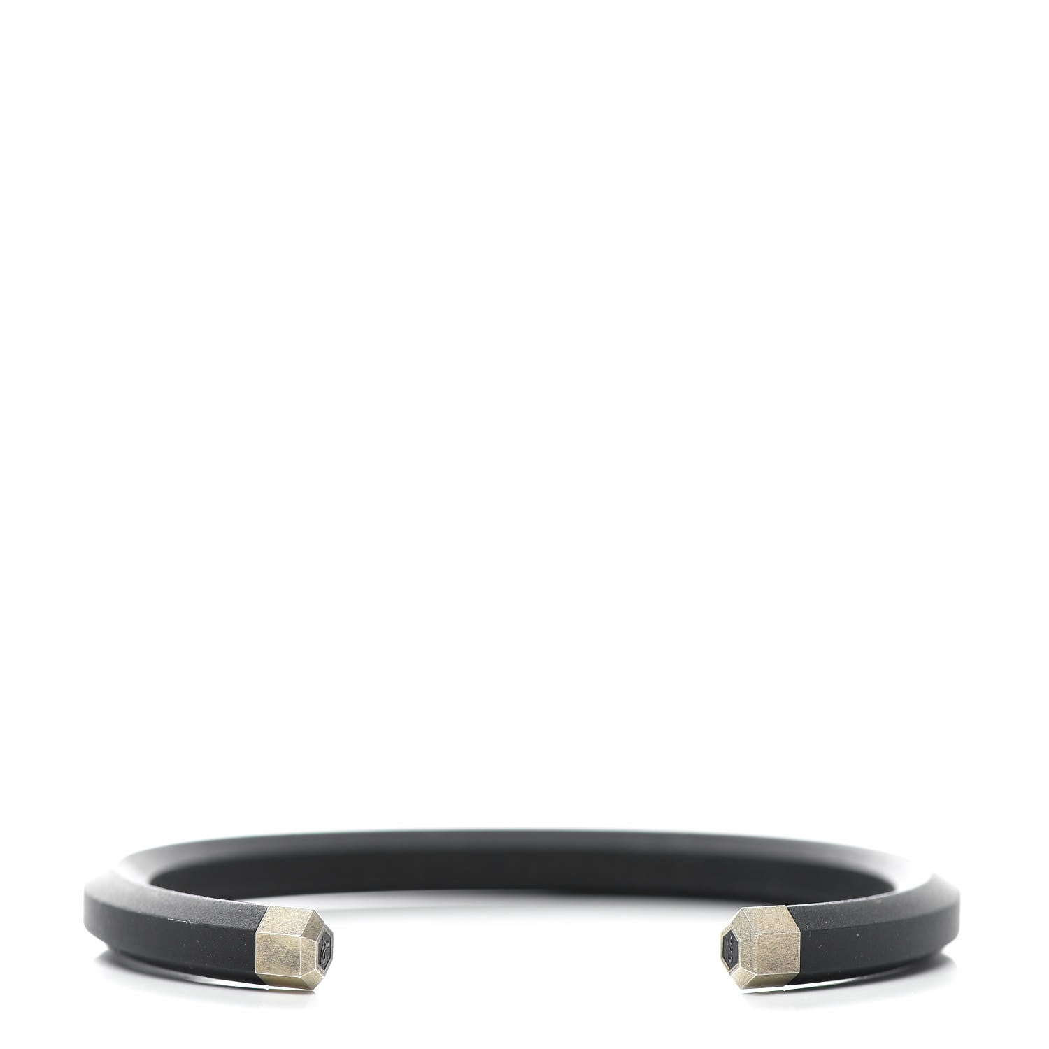 David Yurman Sterling Silver Rubber 7mm Mens Hex Cuff Bracelet M Black 3 of 5