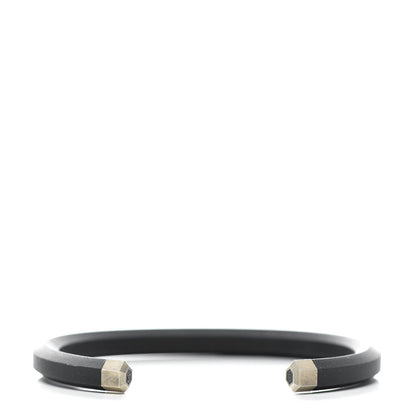 David Yurman Sterling Silver Rubber 7mm Mens Hex Cuff Bracelet M Black 3 of 5