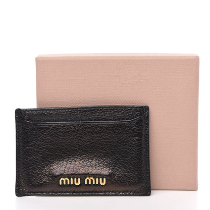 Miu Miu Goatskin Madras Card Case Black 7 of 8