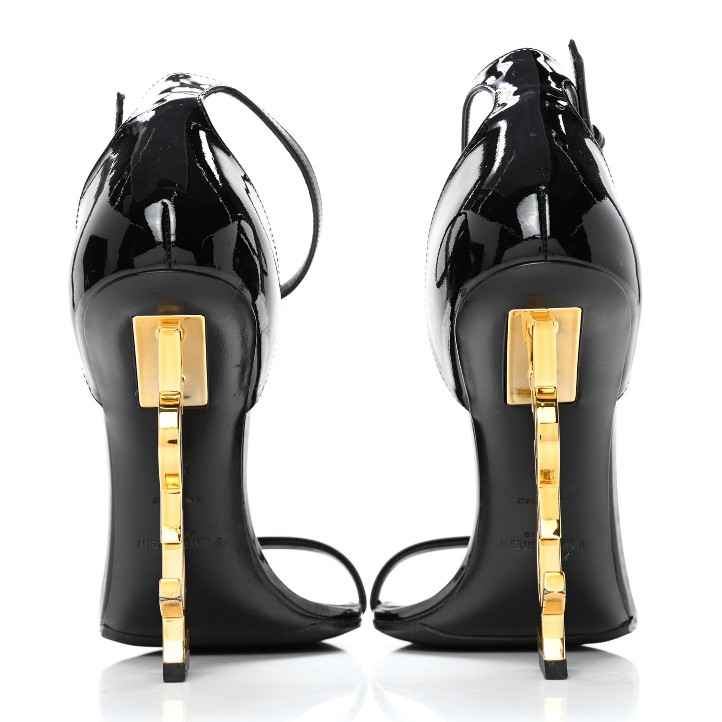 Patent Calfskin Opyum 110 Sandals 37 Black Gold