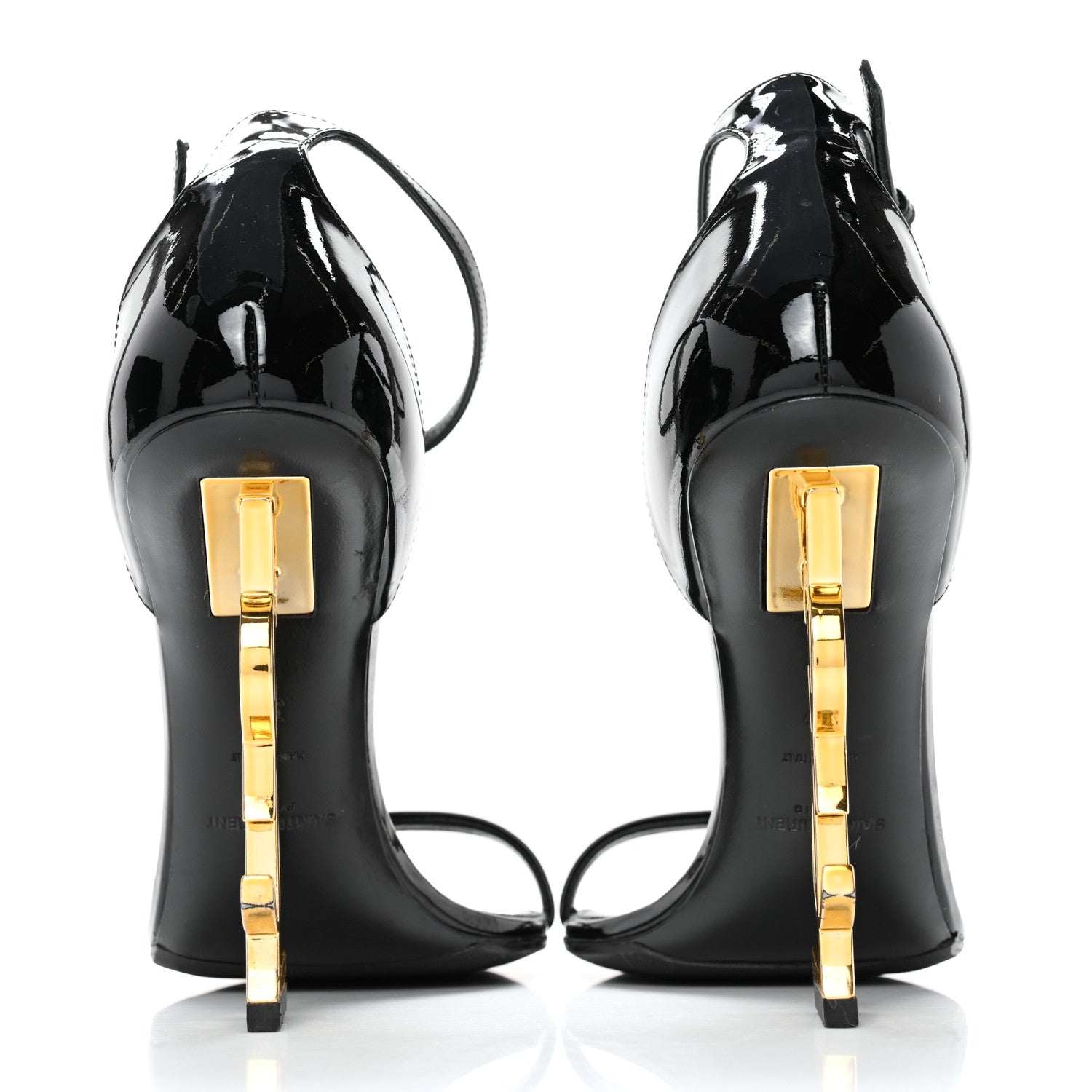 Saint Laurent Patent Calfskin Opyum 110 Sandals 37 Black Gold 5 of 12