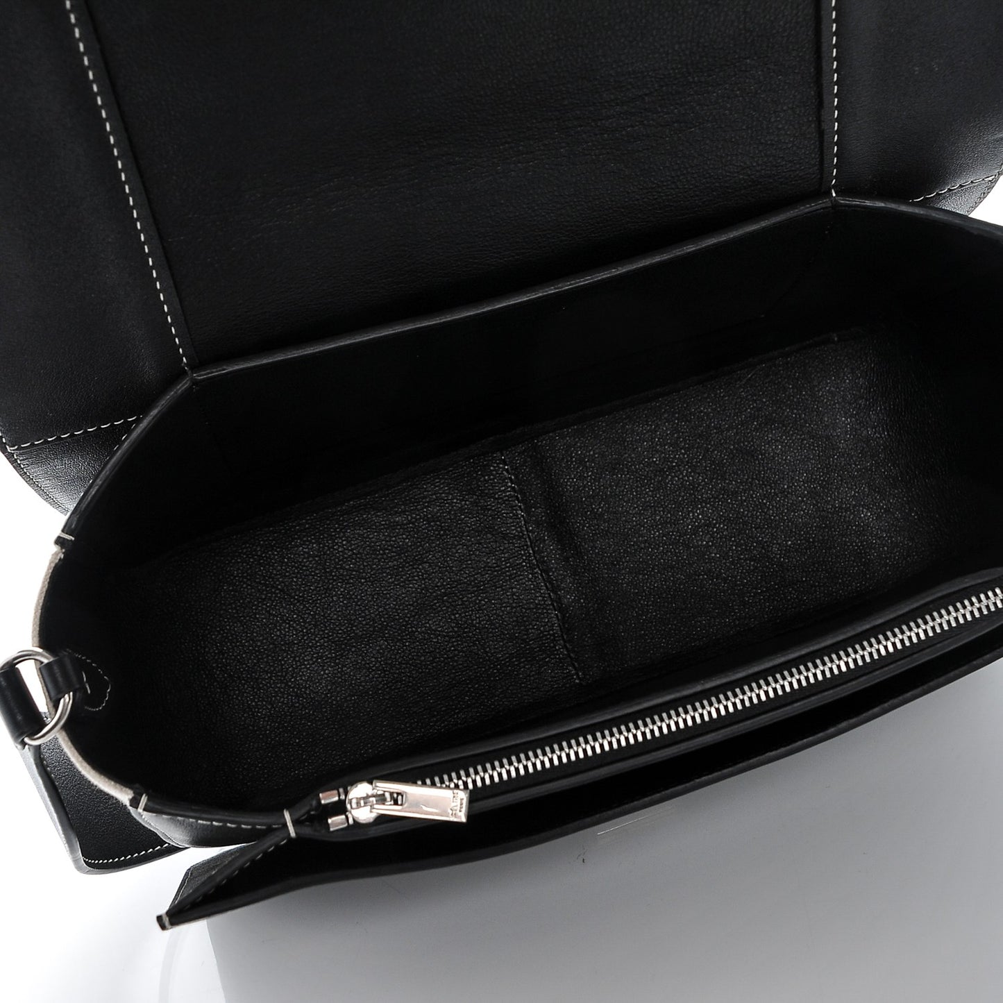 Shiny Smooth Calfskin Cotton Medium Frame Shoulder Bag Black White