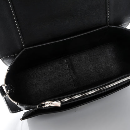 Celine Shiny Smooth Calfskin Cotton Medium Frame Shoulder Bag Black White 5 of 7