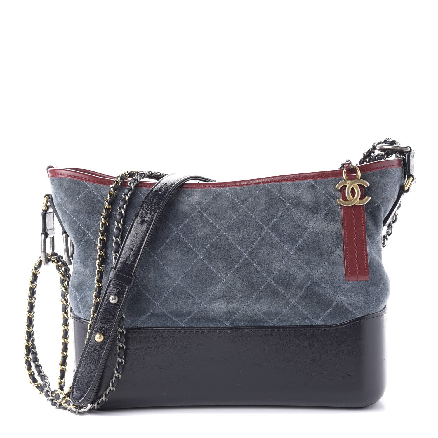 Chanel Suede Calfskin Quilted Medium Gabrielle Hobo Blue 1 of 10
