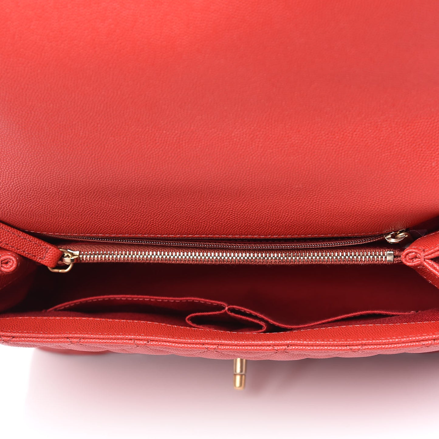 Caviar Quilted Small Coco Handle Flap Red