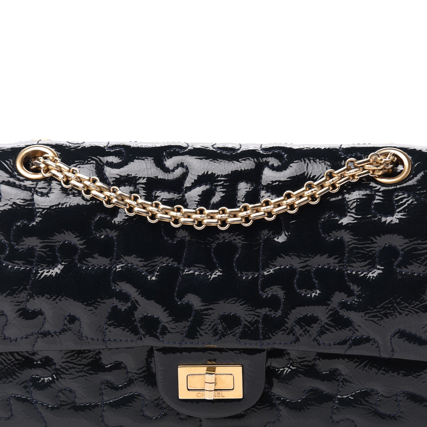 Chanel Crackled Patent Calfskin Puzzle 2.55 Reissue 225 Flap Black 13 of 13