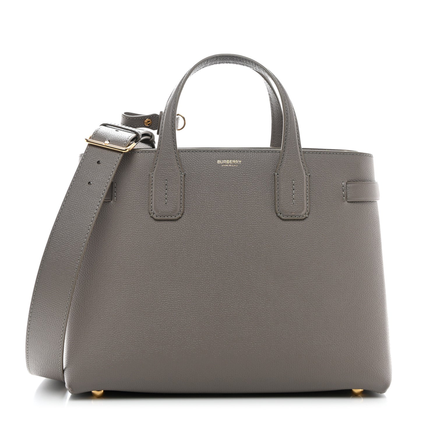 Grainy Calfskin House Check Medium Banner Tote Taupe Brown