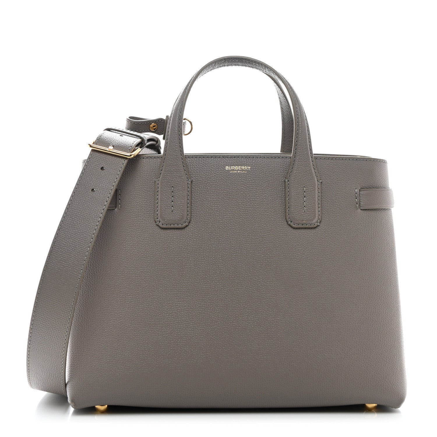 Burberry Grainy Calfskin House Check Medium Banner Tote Taupe Brown 1 of 11