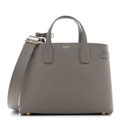 Burberry Grainy Calfskin House Check Medium Banner Tote Taupe Brown 1 of 11