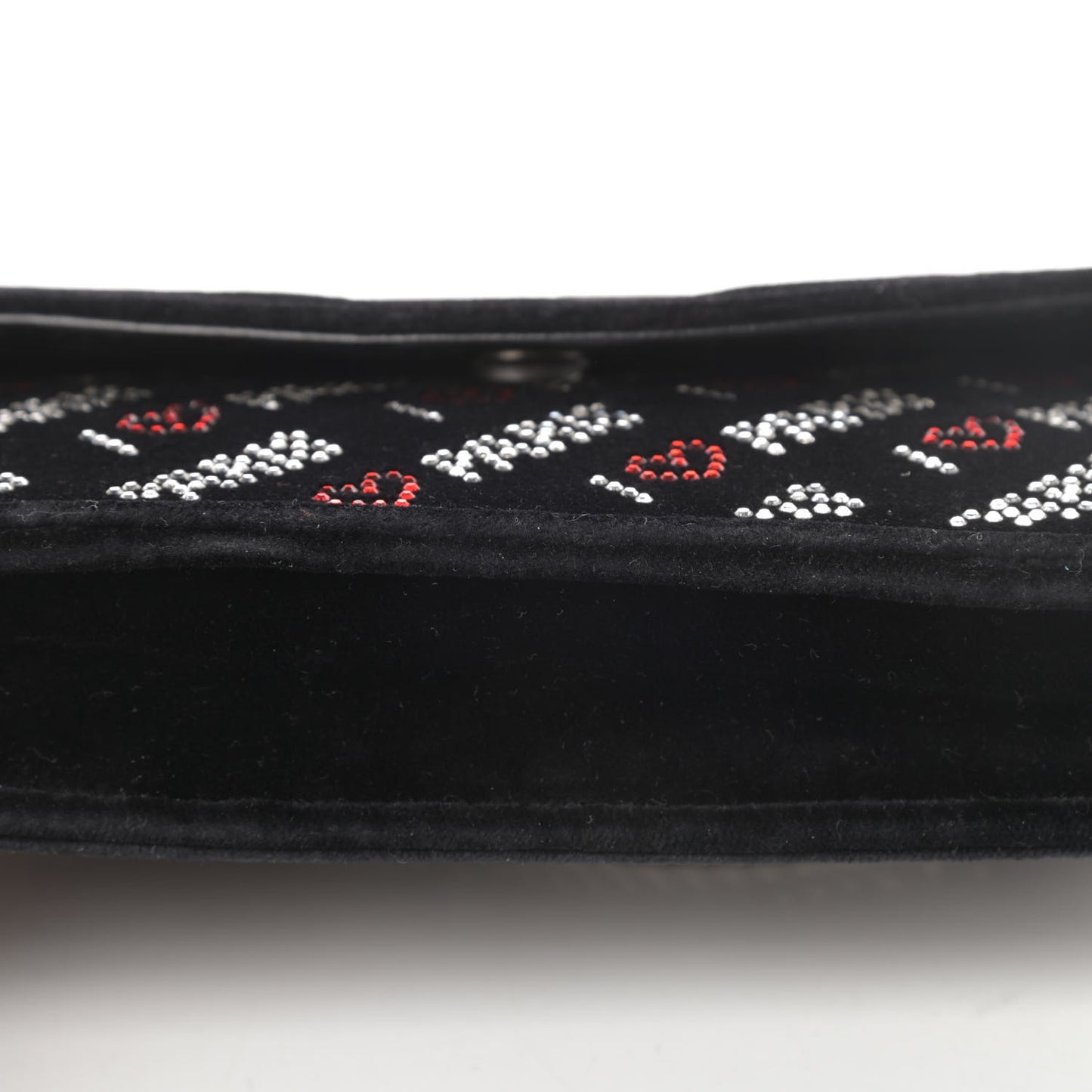 Velvet Crystal I Love Paris BB Wallet On Chain Black