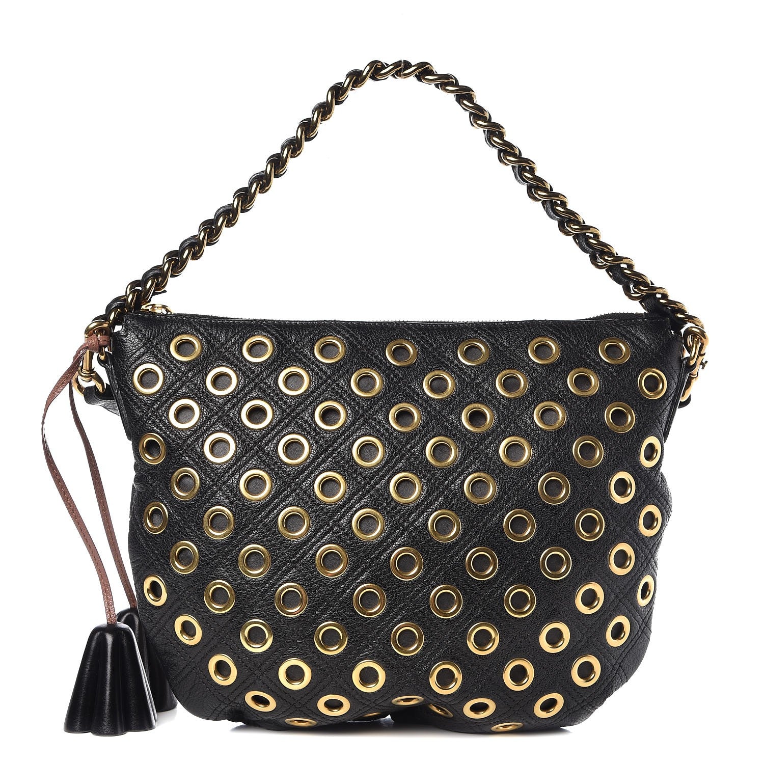 Marc Jacobs Goatskin Quilted Grommet Nomad Hobo Black 1 of 9