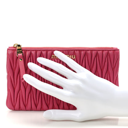 Miu Miu Nappa Matelasse Quilted Zip Wallet Magenta 2 of 8