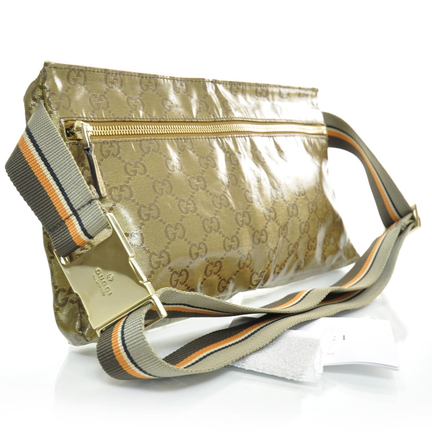Crystal Monogram Web Double Pocket Belt Bag Gold