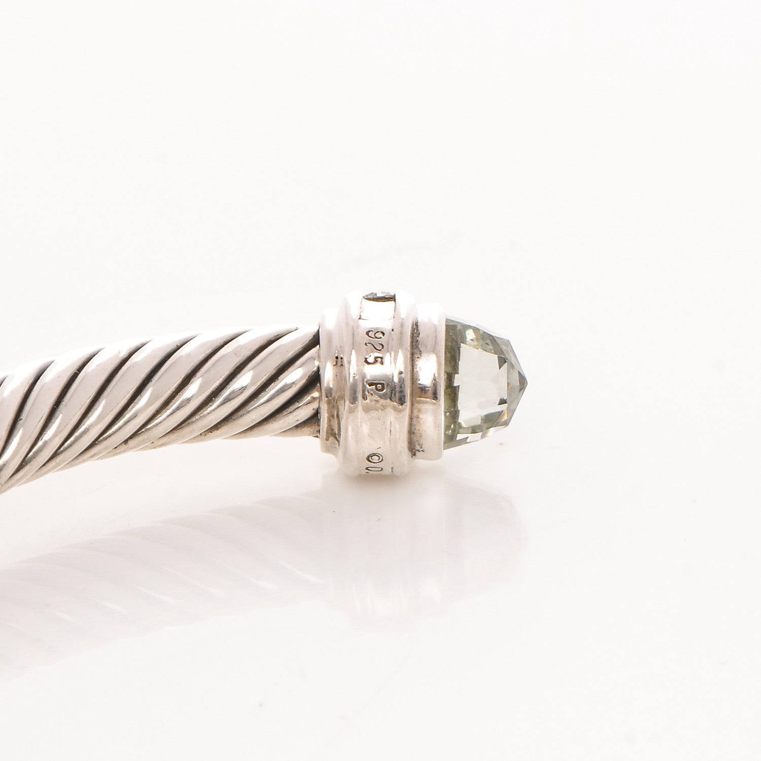 David Yurman Sterling Silver Diamond Prasiolite 5mm Cable Classics Bracelet 5 of 5
