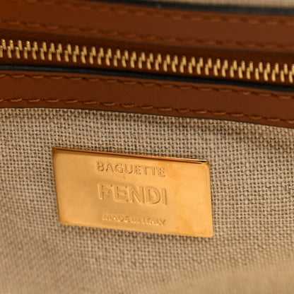 Fendi Kuban Canvas Vitello King FF Embroidered Baguette Grezzo Multicolor 6 of 10