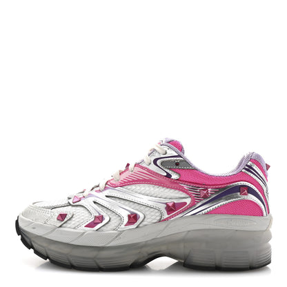 Valentino Garavani Mesh Calfskin Rockstud Womens Platform Sneakers 36.5 Fuxia Multicolor 1 of 10