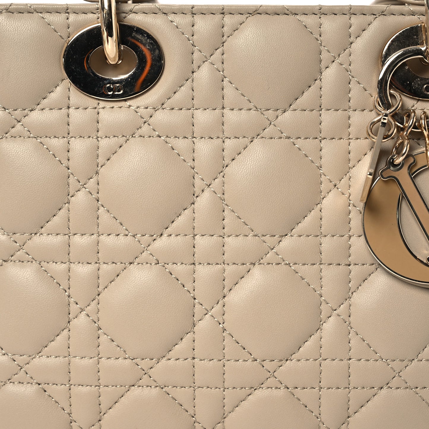 Lambskin Cannage Small Lucky Badges My Lady Dior Beige