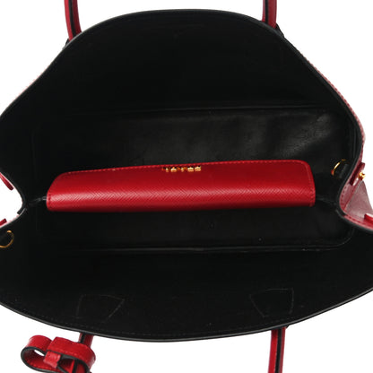 Prada Saffiano Cuir Medium Double Bag Fuoco Black 5 of 9