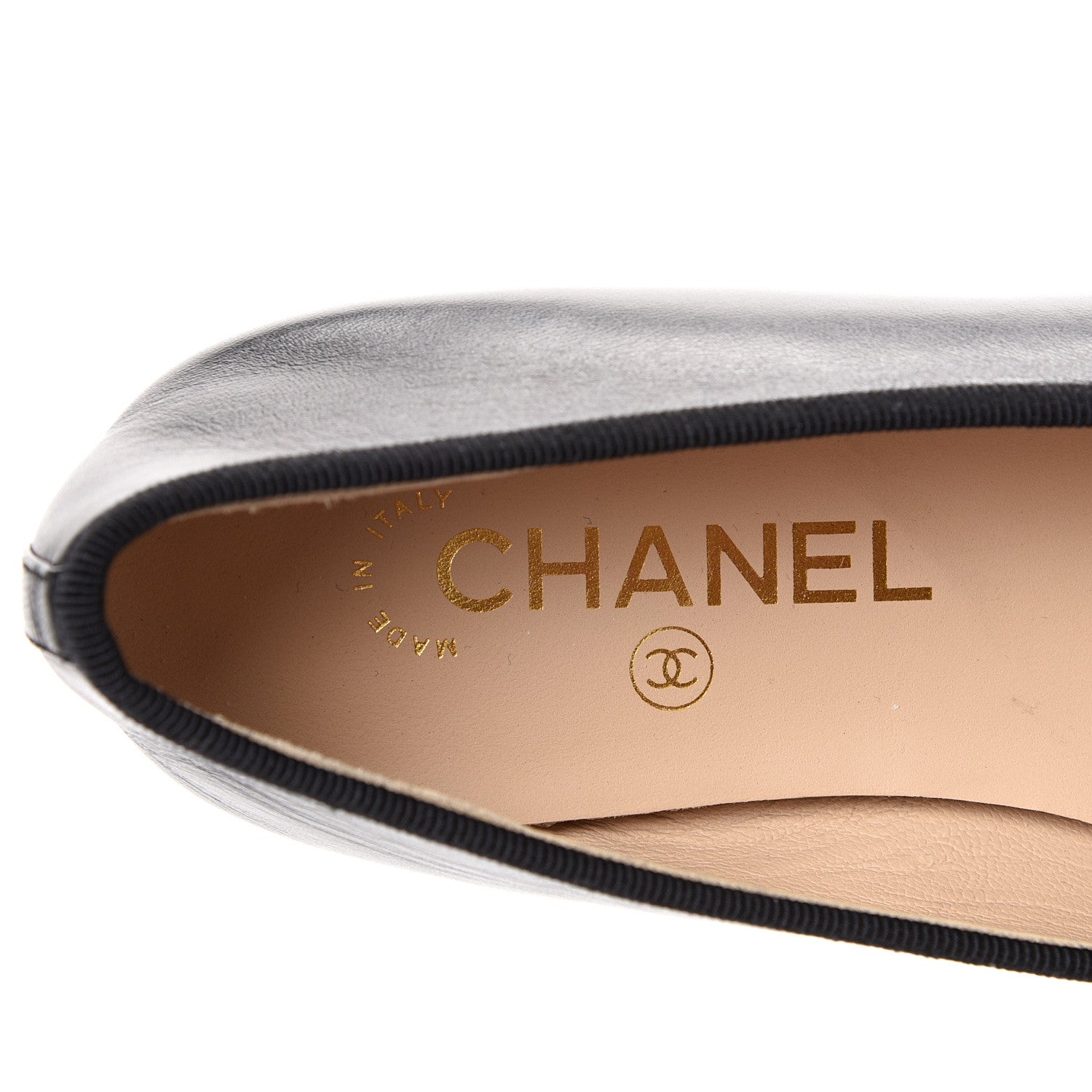 Chanel Lambskin Patent Cap Toe Ballerina Flats 38 Black 7 of 9