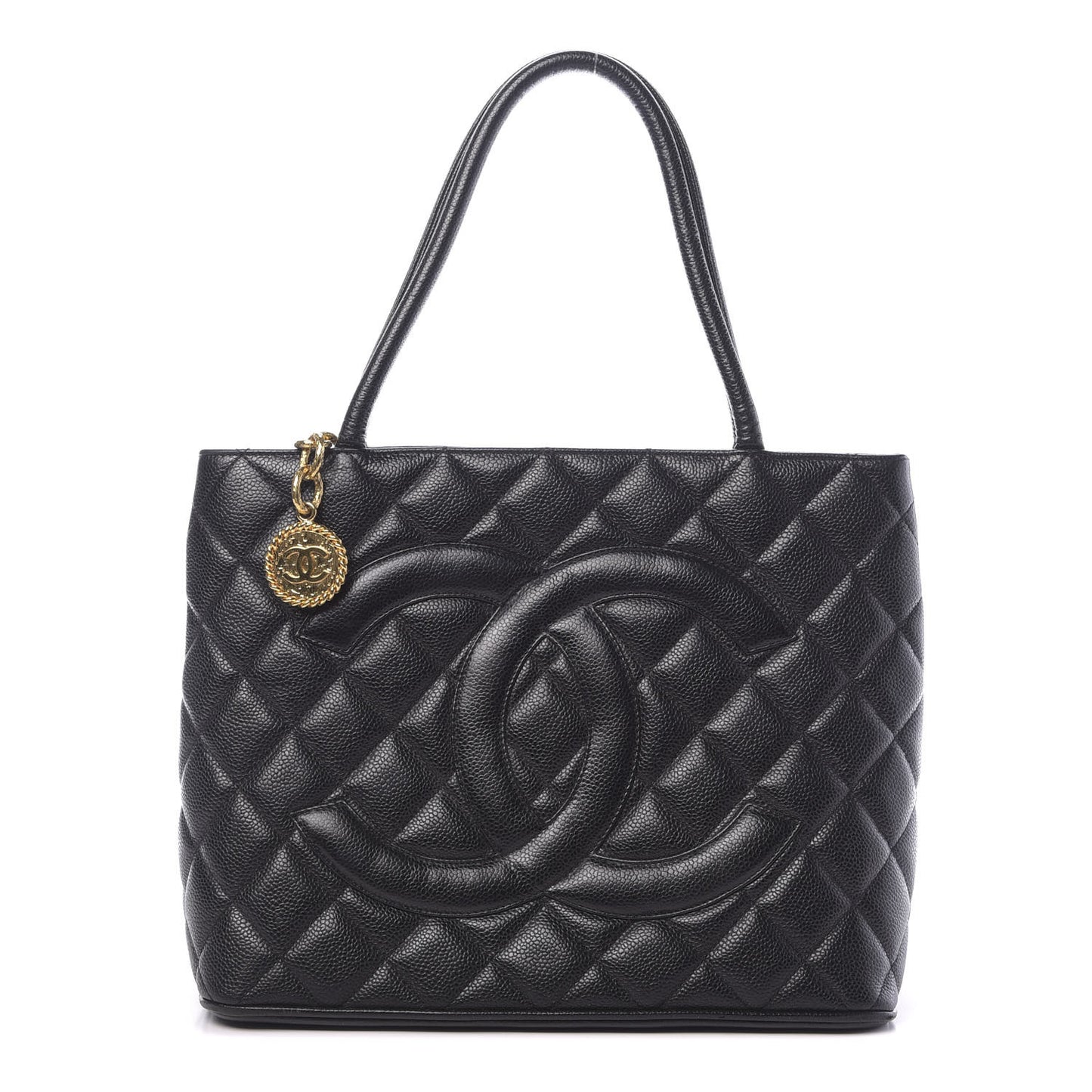 Caviar Quilted Medallion Tote Black