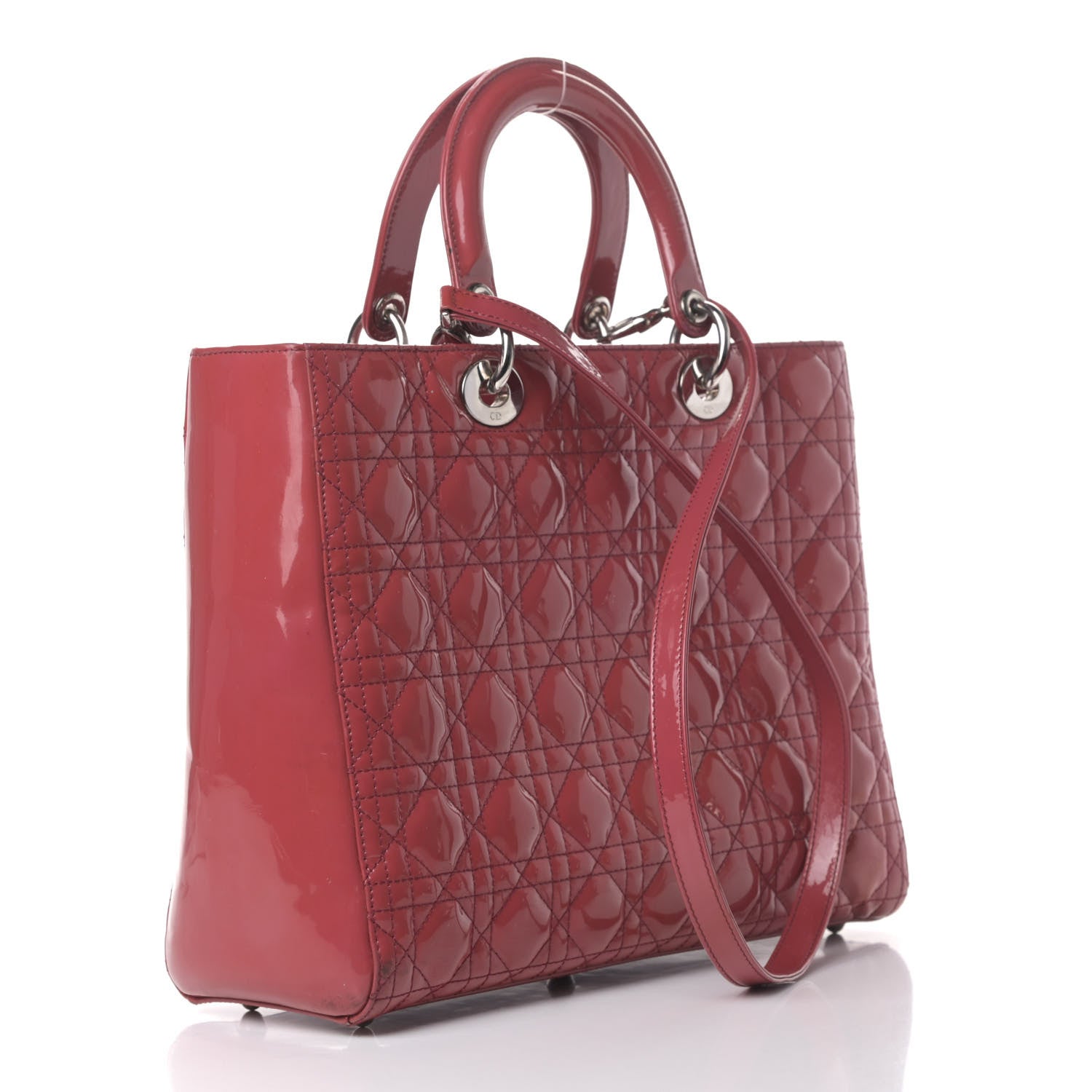 Christian Dior Patent Cannage Large Lady Dior Fuchsia 2 of 8