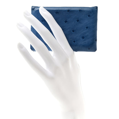 Hermes Ostrich Calvi Card Case Cobalt 2 of 8