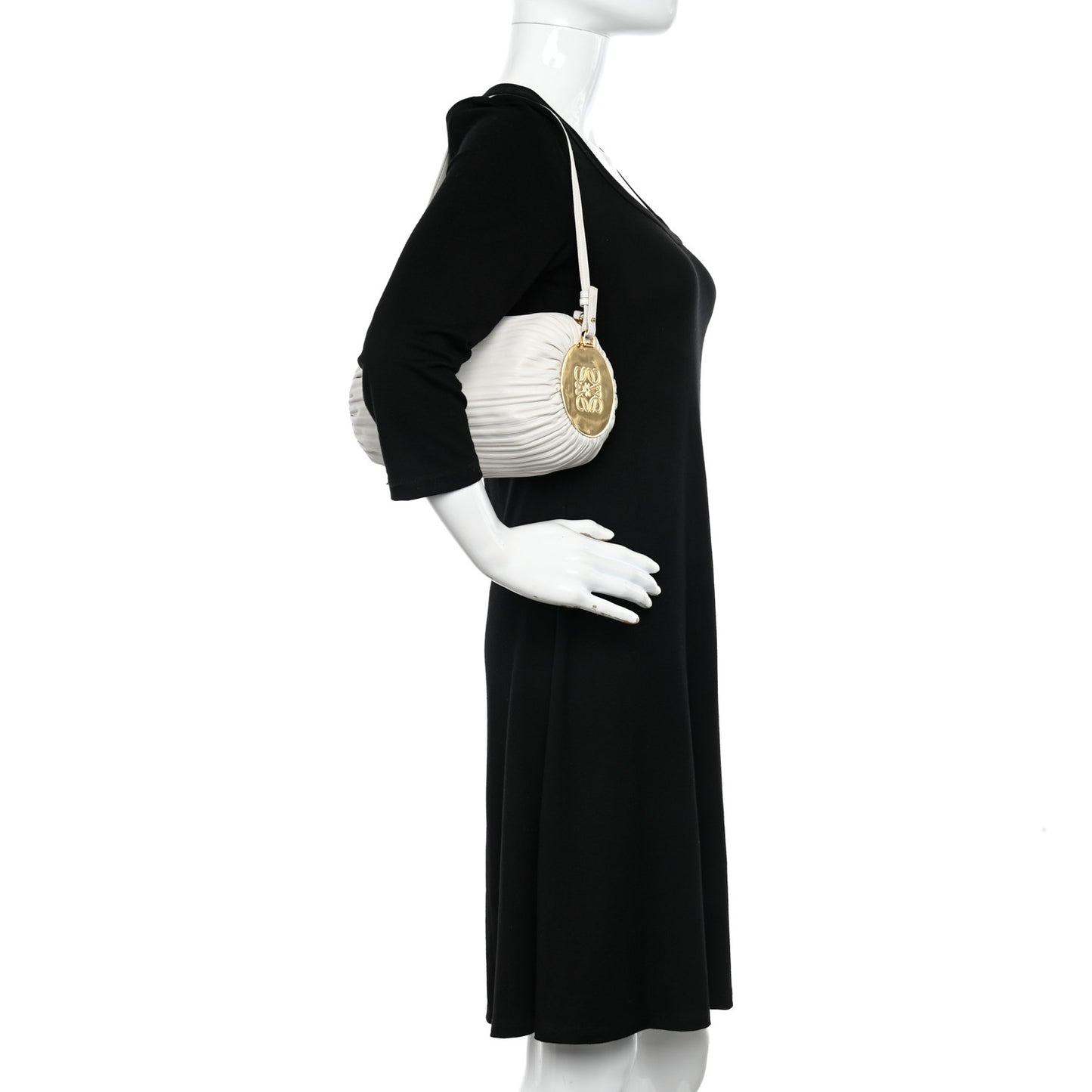 Lambskin Pleated Bracelet Pouch Shoulder Bag White