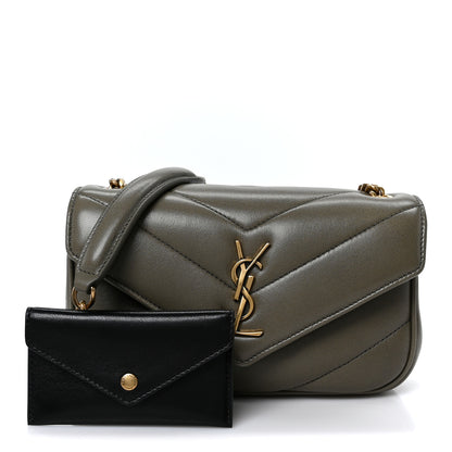 Saint Laurent Lambskin Chevron Quilted Mini LouLou Dark Strong Moss 3 of 14