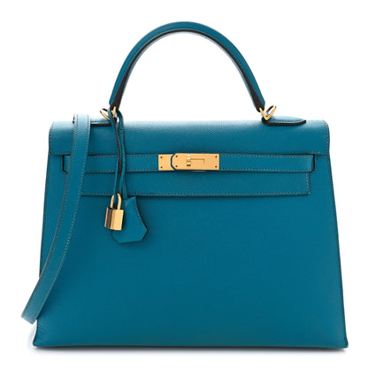 Hermes Epsom Kelly Sellier 32 Bleu Izmir 1 of 16