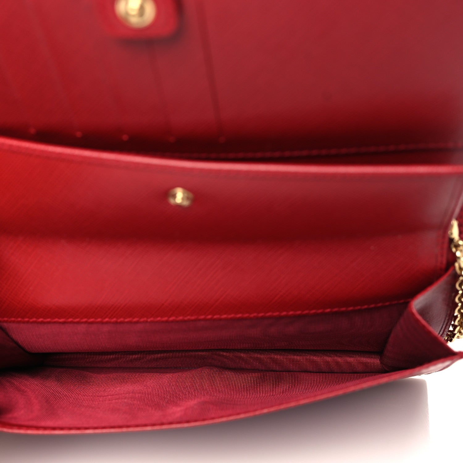 Salvatore Ferragamo Hammered Calfskin Vara Bow Chain Wallet Red 4 of 8