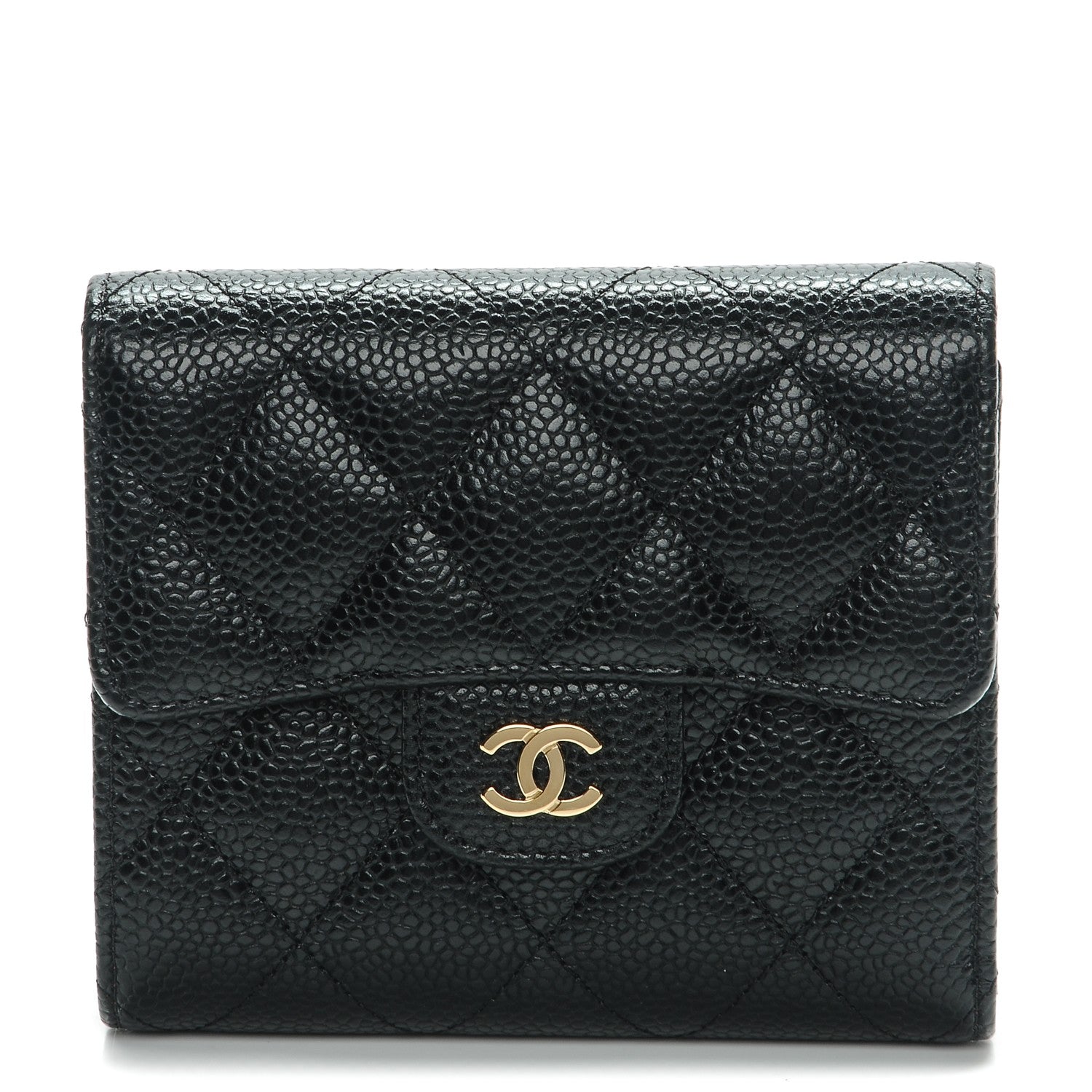 Chanel Caviar Quilted Compact Flap Wallet Black 1 of 8