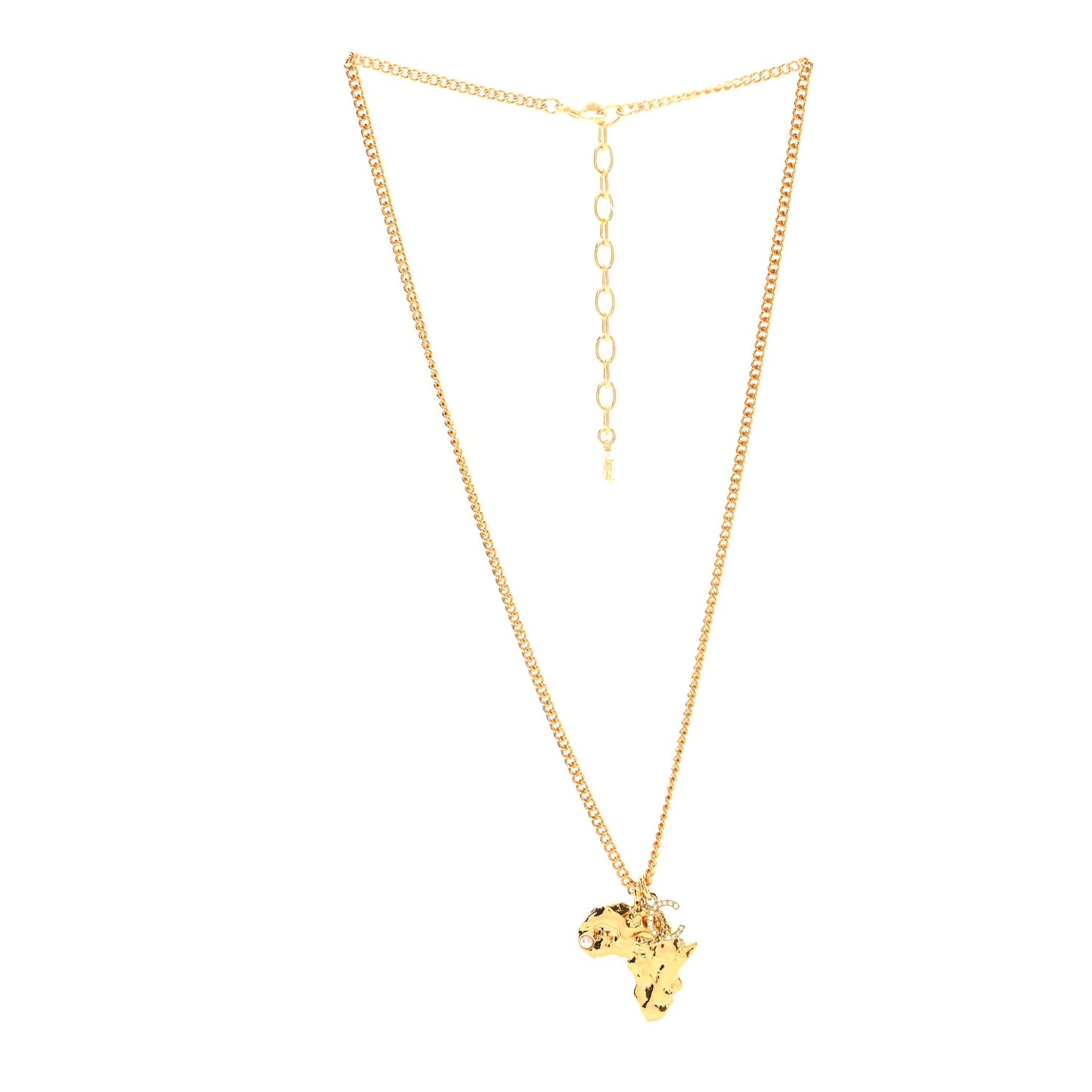 Crystal Pearl CC Africa Pendant Necklace Gold White