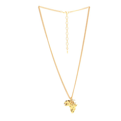 Chanel Crystal Pearl CC Africa Pendant Necklace Gold White 3 of 5