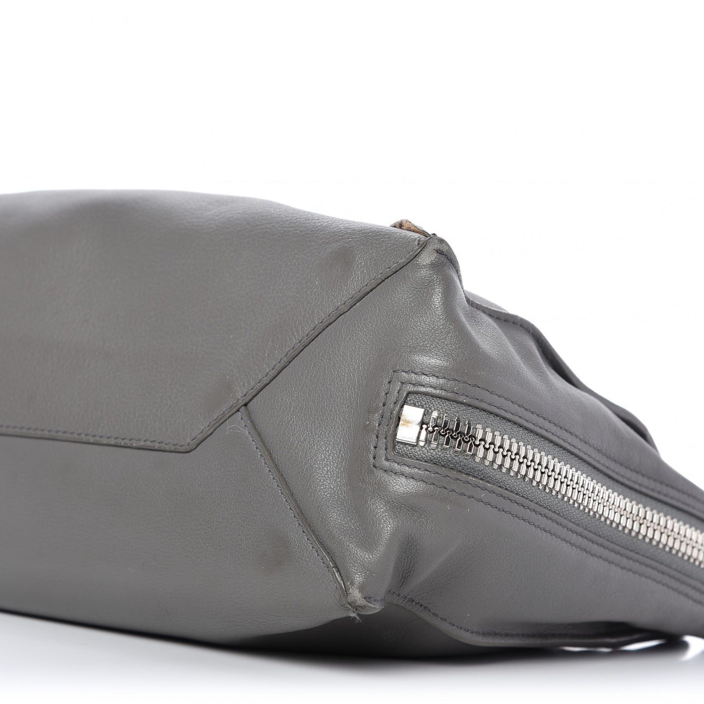 Veau Papier A6 Zip Around Tote Gris Acier