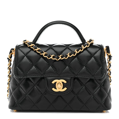 Chanel Lambskin Quilted Small Flap Top Handle Bag Black 1 of 10