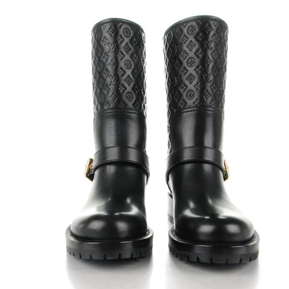 Louis Vuitton Calfskin Embossed Monogram Rebellion Half Boots 36.5 Black 2 of 8