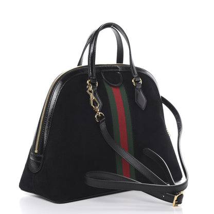 Gucci Suede Patent GG Web Medium Ophidia Top Handle Dome Bag Black 2 of 9