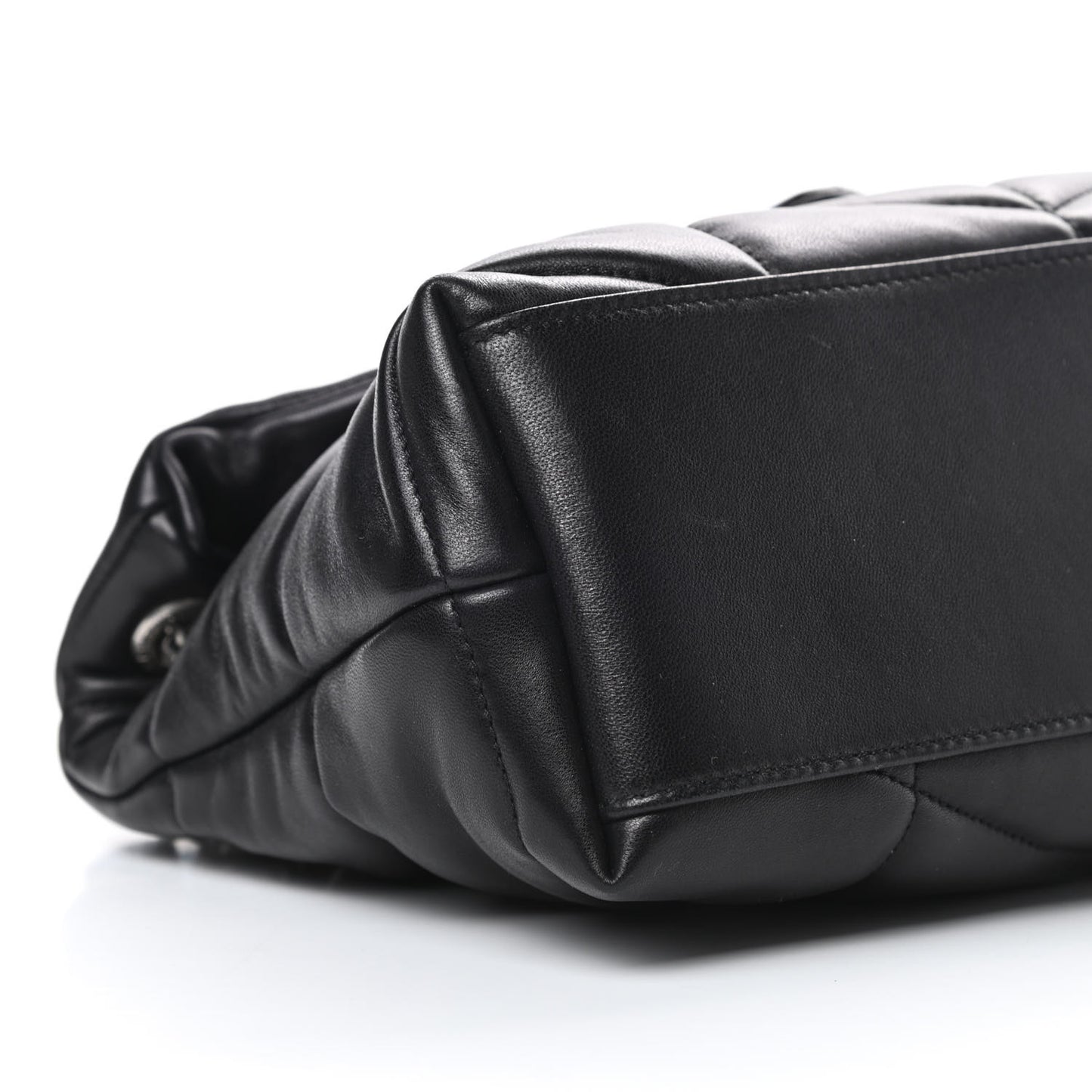 Lambskin Quilted Small Loulou Puffer Monogram Chain Satchel Black