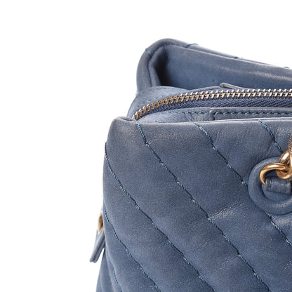 Chanel Iridescent Calfskin Chevron Quilted Surpique Tote Dark Blue 20 of 23